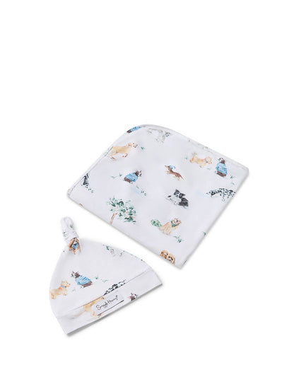 Dog Park Organic Jersey Wrap & Beanie Set - Aster & Ruby
