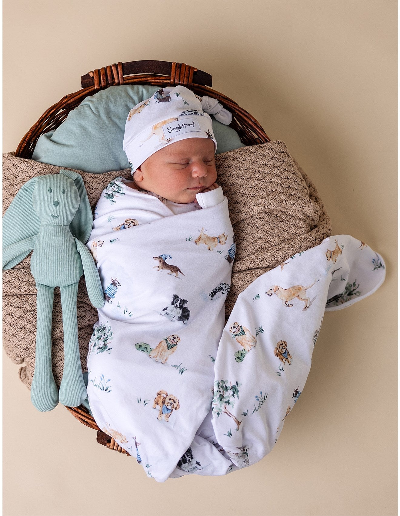 Dog Park Organic Jersey Wrap & Beanie Set - Aster & Ruby