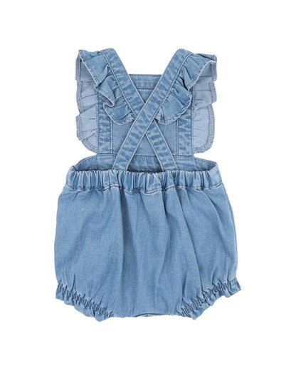 Embroidered Denim Romper - Aster & Ruby