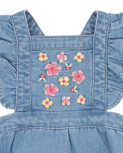 Embroidered Denim Romper - Aster & Ruby