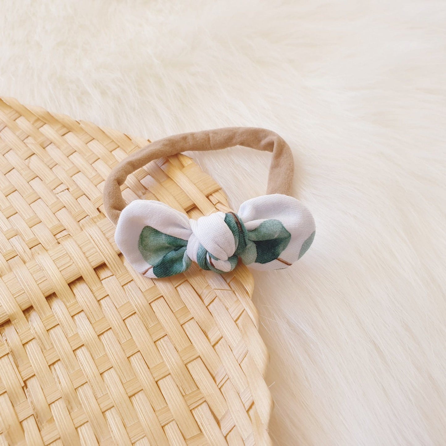 Eucalyptus Mini Bow Headband-Aster & Ruby