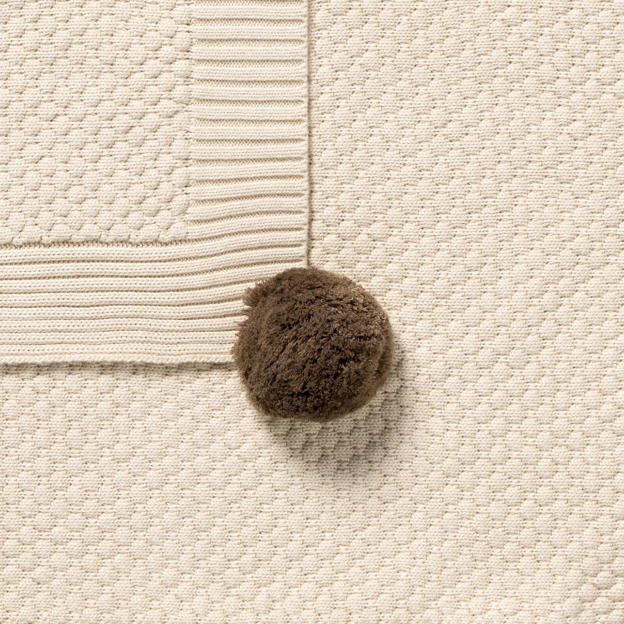 Cream Organic Knitted Bubble Blanket