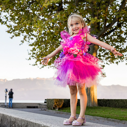 Pink Fairy Blooms Deluxe Dress With Wings & Headband