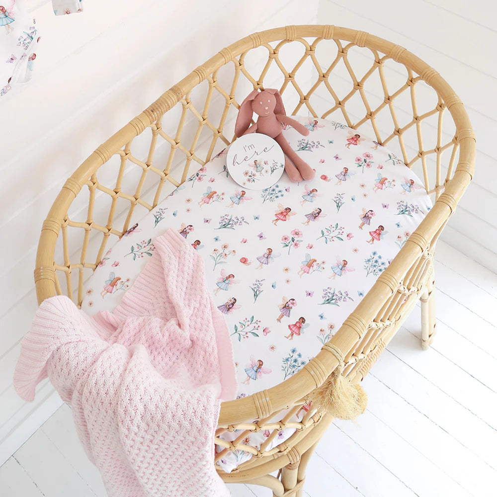 Organic Bassinet Sheet / Change Pad Cover Fairy Garden