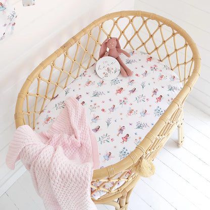 Organic Bassinet Sheet / Change Pad Cover Fairy Garden