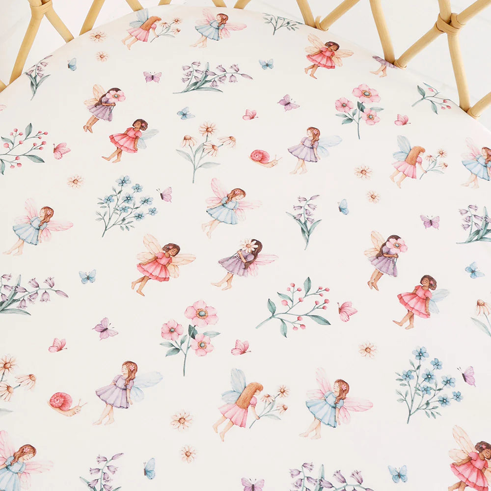 Organic Bassinet Sheet / Change Pad Cover Fairy Garden