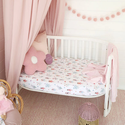 Organic Fitted Cot Sheet Fairy Garden