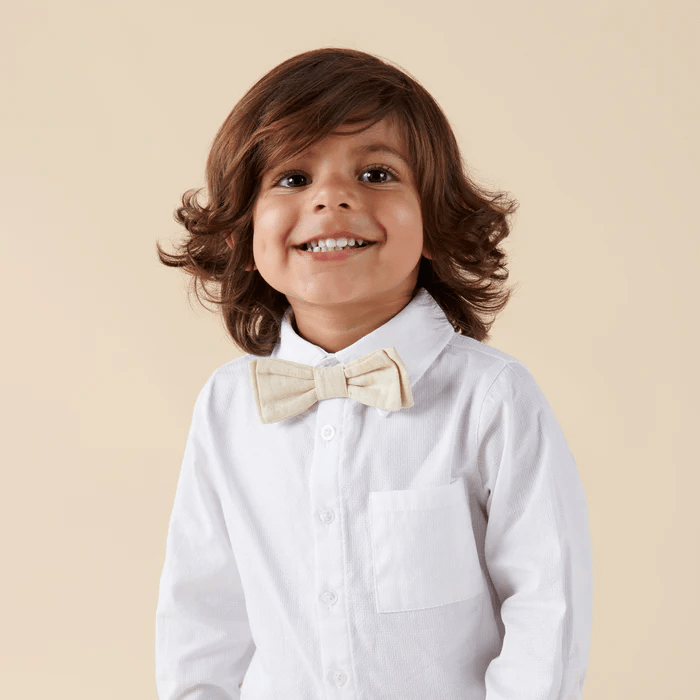 Finley Linen Bow Tie Sand - Aster & Ruby