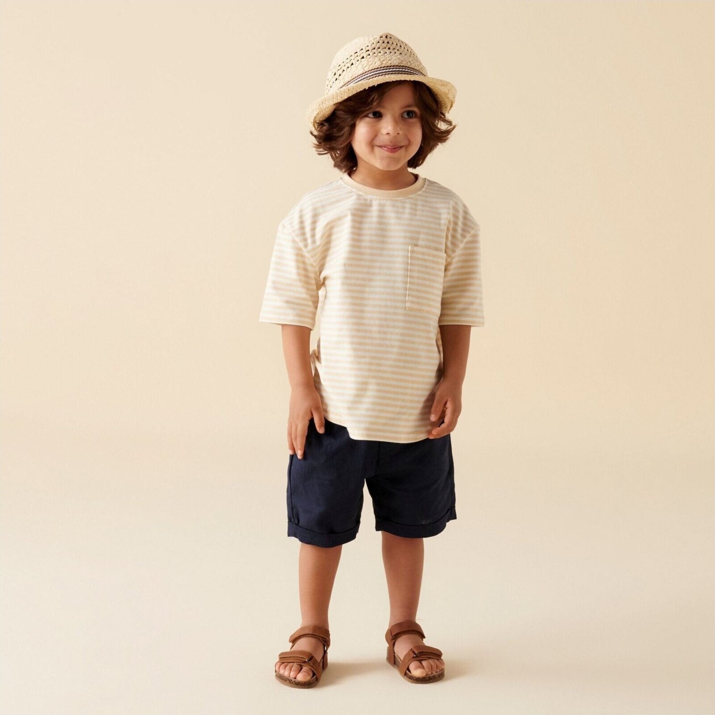 Finley Linen Shorts - Navy – children's product by Designer Kidz | Aster & Ruby