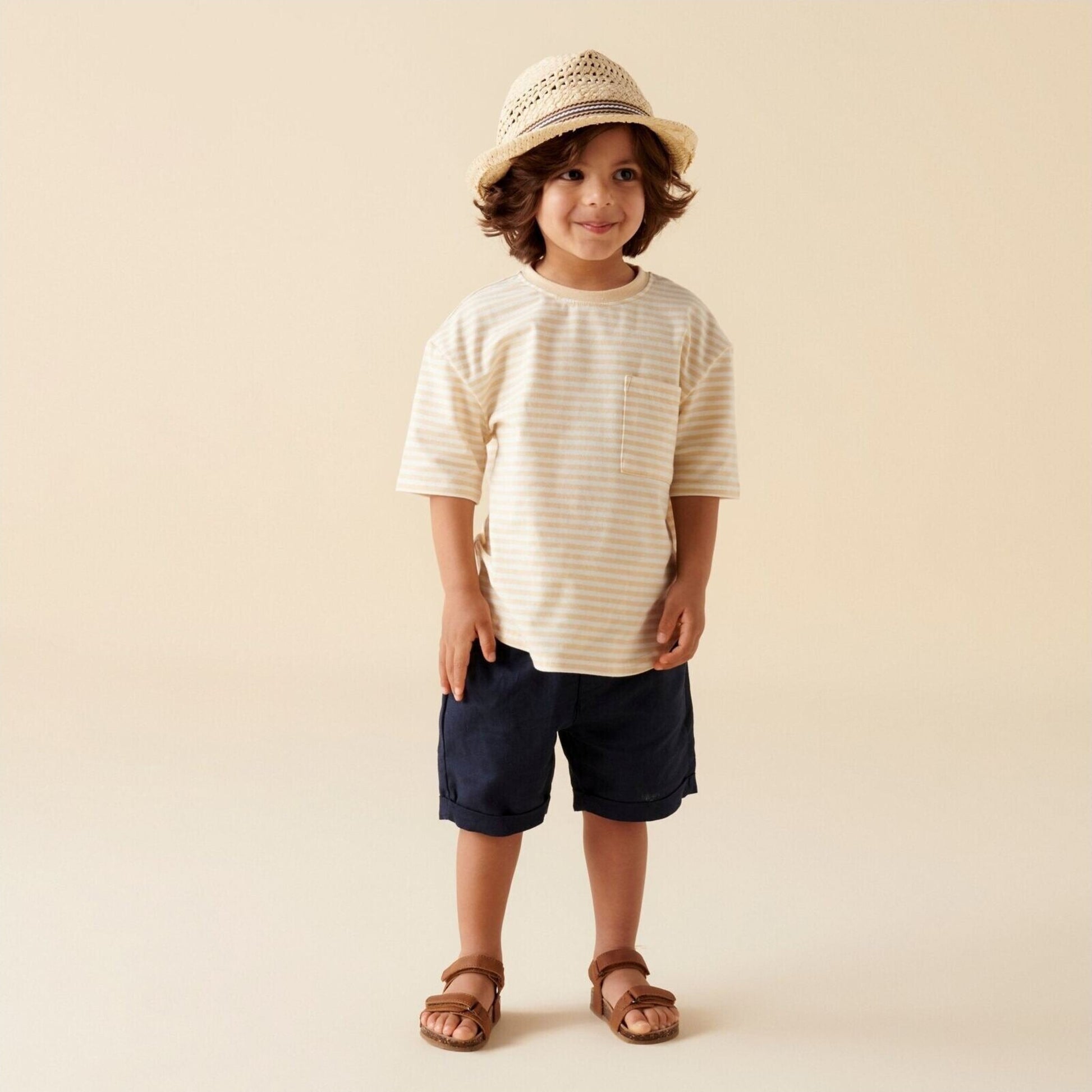 Finley Linen Shorts - Navy – children's product by Designer Kidz | Aster & Ruby