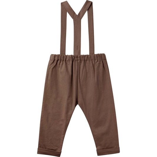 Finley Linen Suspender Pants - Chocolate – children's product by Designer Kidz | Aster & Ruby