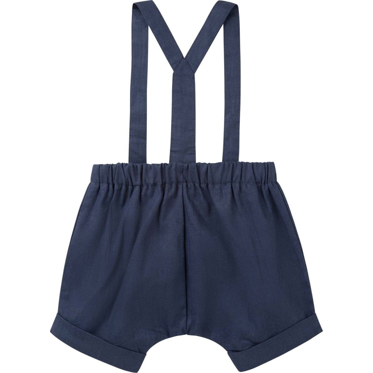 Finley Linen Suspender Shorts - Navy – children's product by Designer Kidz | Aster & Ruby