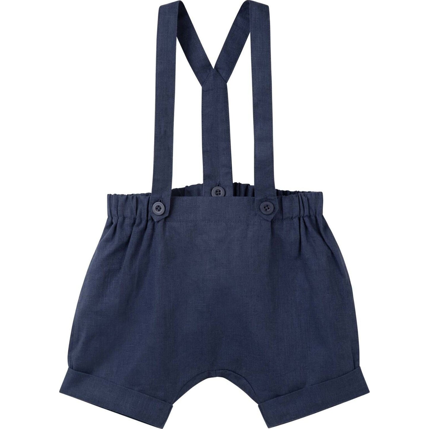 Finley Linen Suspender Shorts - Navy – children's product by Designer Kidz | Aster & Ruby