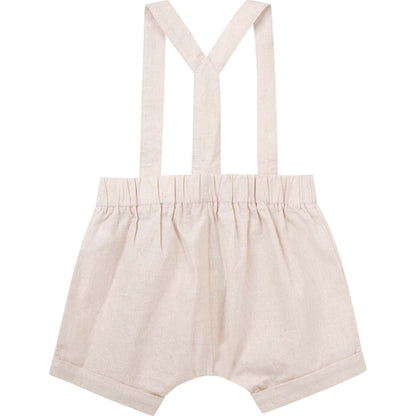 Finley Linen Suspender Shorts - Sand – children's product by Designer Kidz | Aster & Ruby