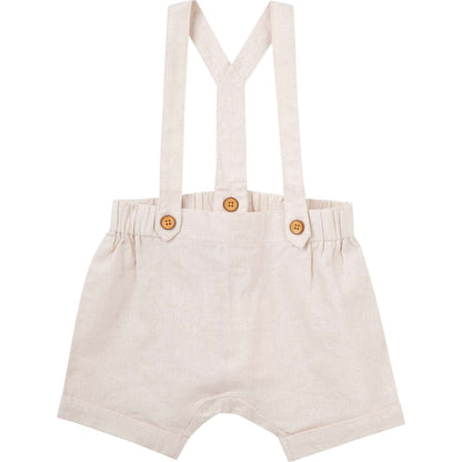Finley Linen Suspender Shorts - Sand – children's product by Designer Kidz | Aster & Ruby