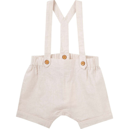 Finley Linen Suspender Shorts - Sand – children's product by Designer Kidz | Aster & Ruby