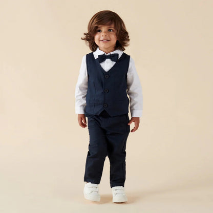 Finley Linen Vest Navy - Aster & Ruby