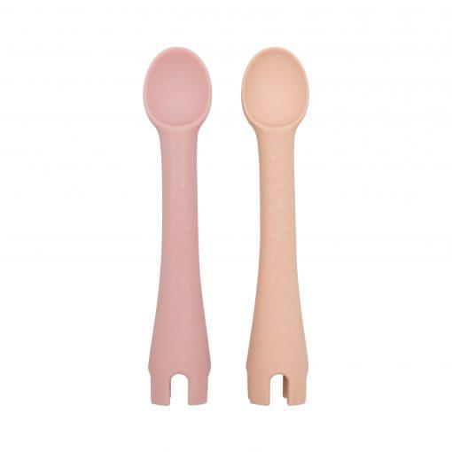 First Tensils 2pk Silicone Baby Utensils Pink Apricot-Aster & Ruby