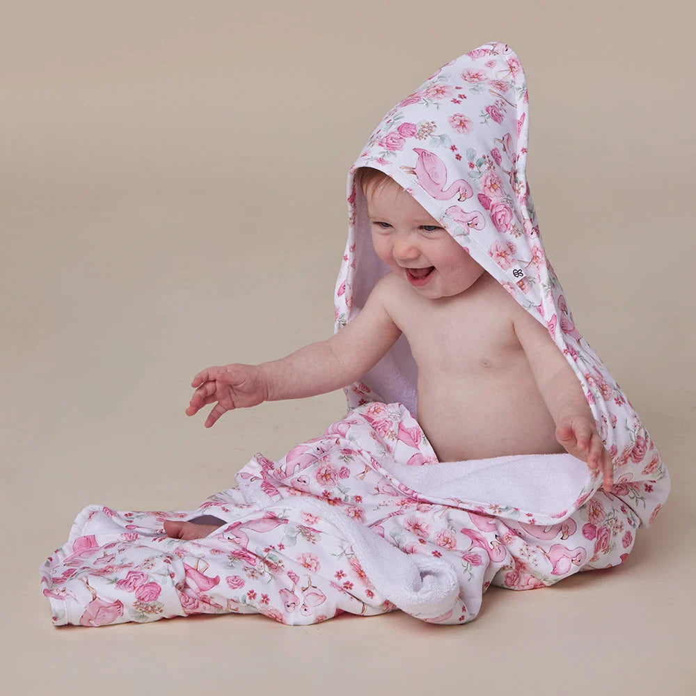 Flamingos Organic Hooded Baby Towel