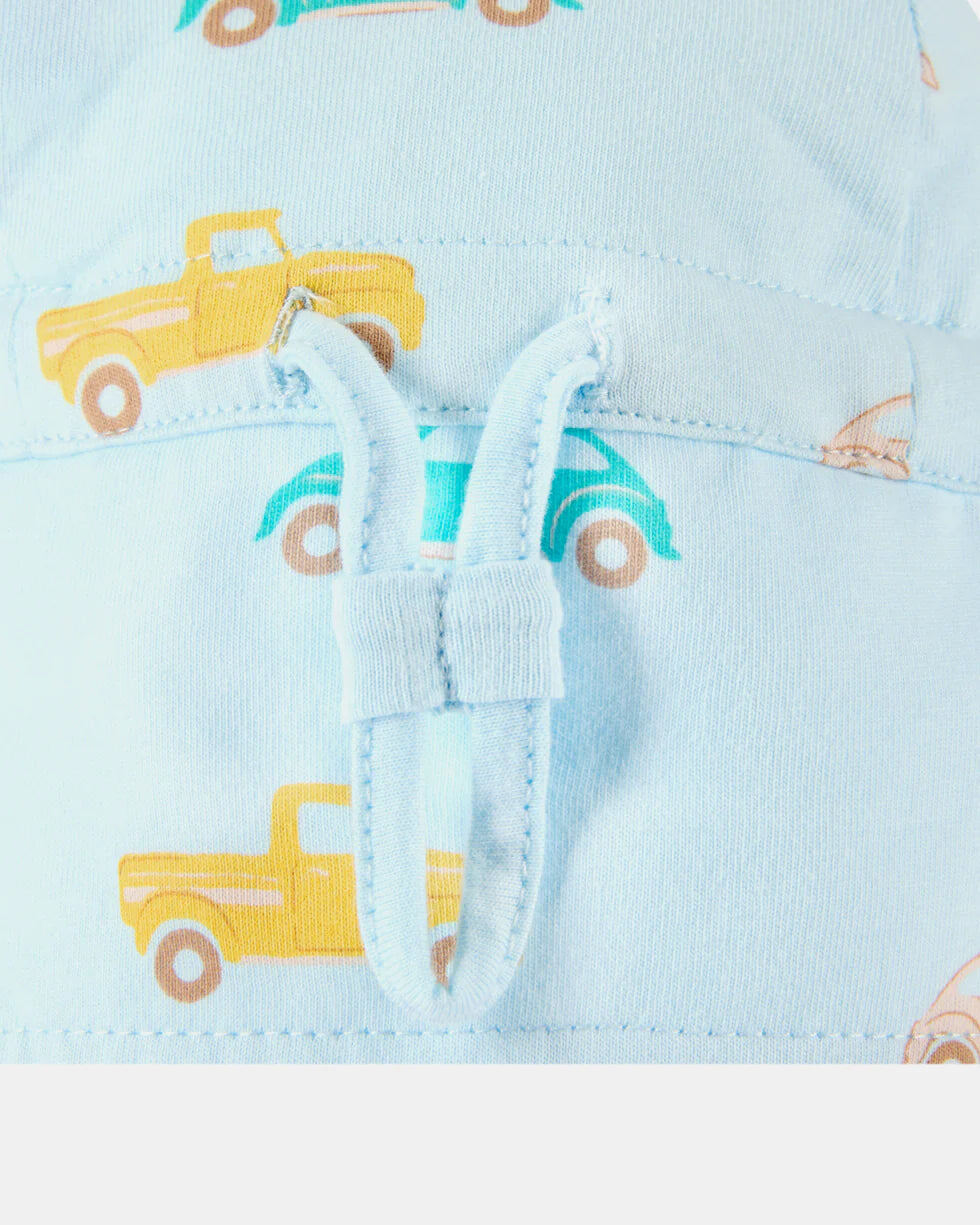 Toshi hat – Flap Cap Down Under Fast Lane Sky from Aster & Ruby