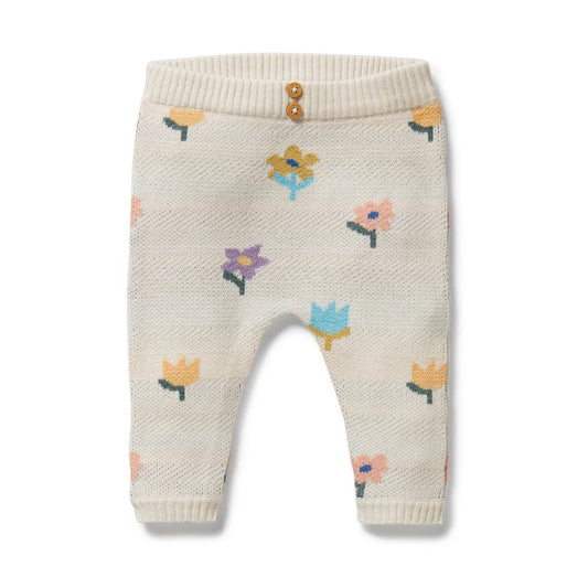 Flower Pop Organic Knitted Jacquard Legging - Aster & Ruby