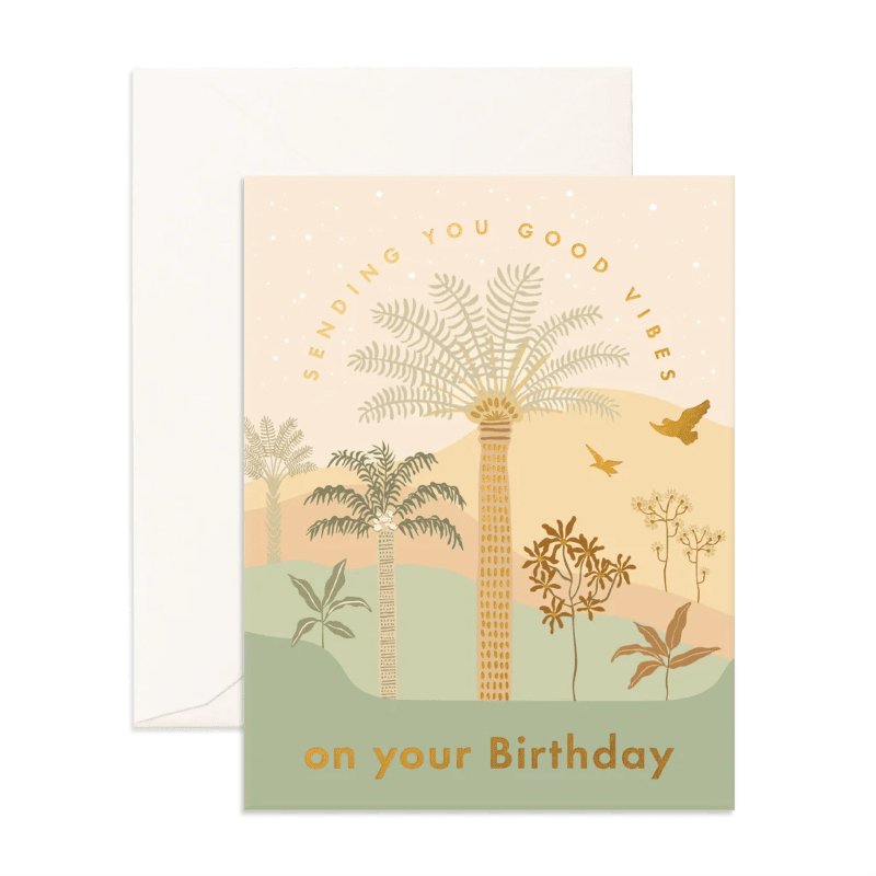 Fox & Fallow Card Birthday Jungle Palms-Aster & Ruby