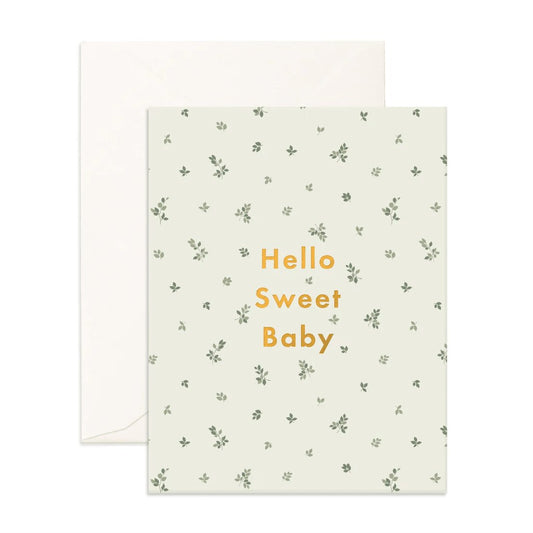 Fox & Fallow Card Hello Sweet Baby Broderie-Aster & Ruby