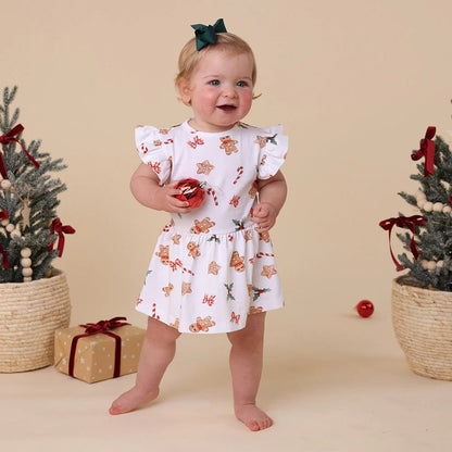 Gingerbread Short Sleeve Organic Dress - Aster & Ruby