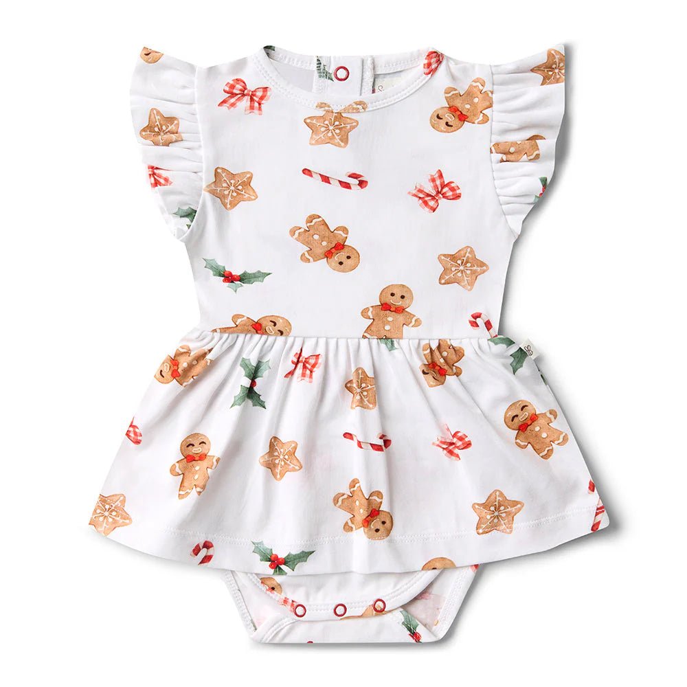 Gingerbread Short Sleeve Organic Dress - Aster & Ruby