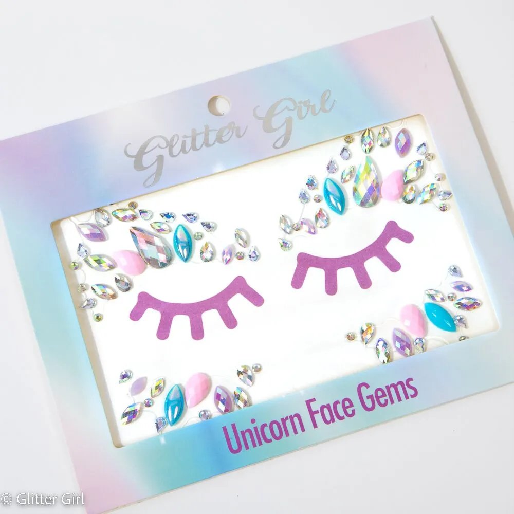 Glitter Girl Unicorn Face Gems Pastel Cutie - Aster & Ruby