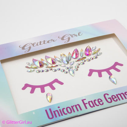 Glitter Girl Unicorn Face Gems Snowflake - Aster & Ruby