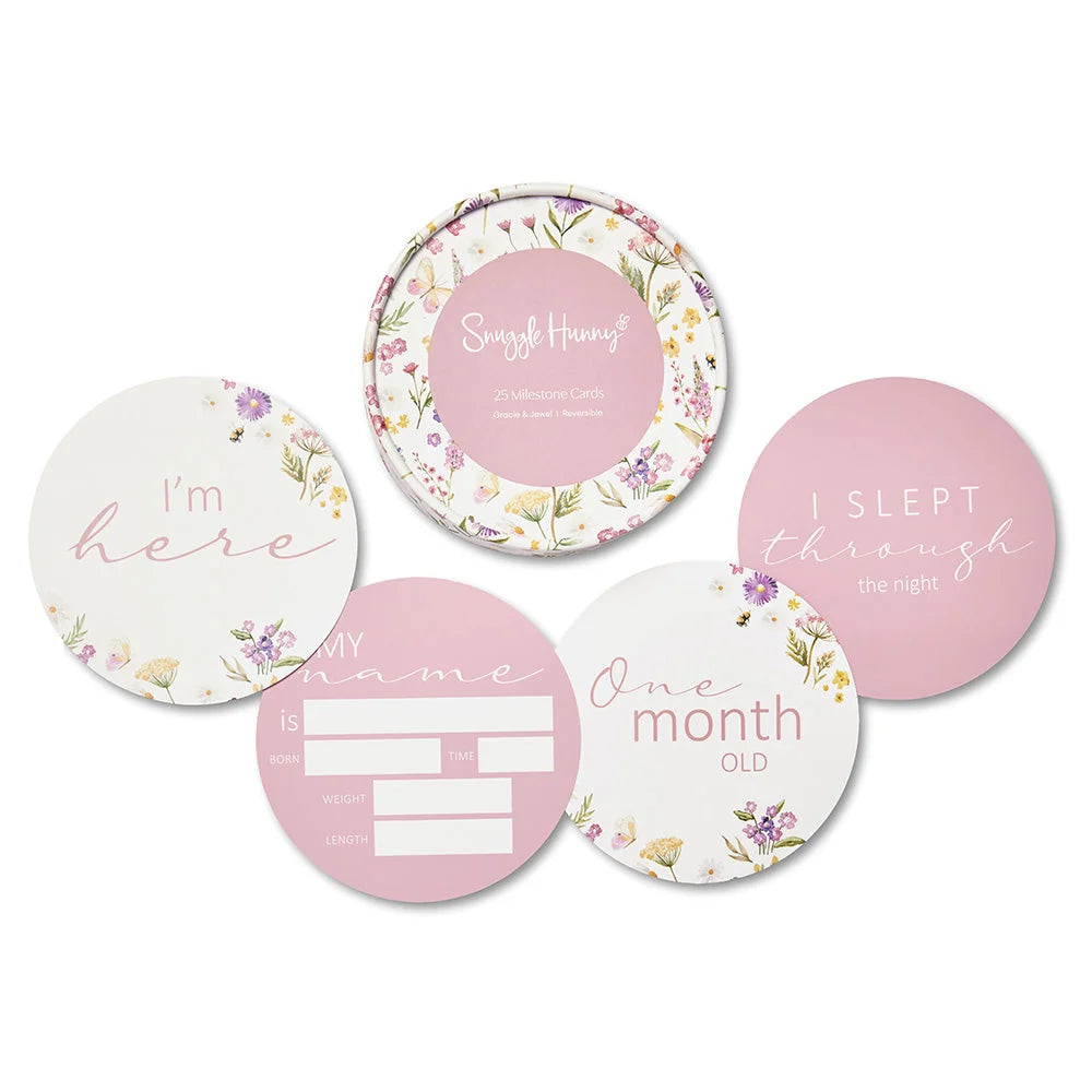 Gracie & Jewel Pink Reversible Milestone Cards