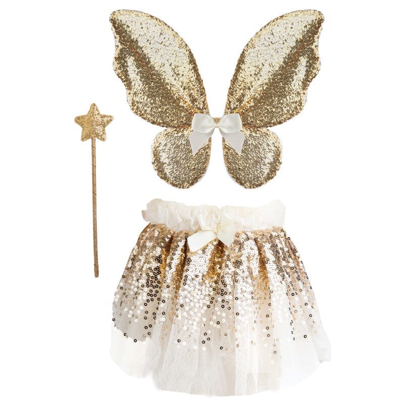 Great Pretenders Gracious Gold Sequins Skirt, Wings & Wand Set-Aster & Ruby