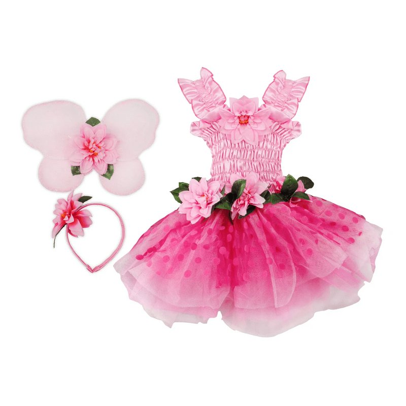 Great Pretenders Pink Fairy Blooms Deluxe Dress With Wings & Headband-Aster & Ruby