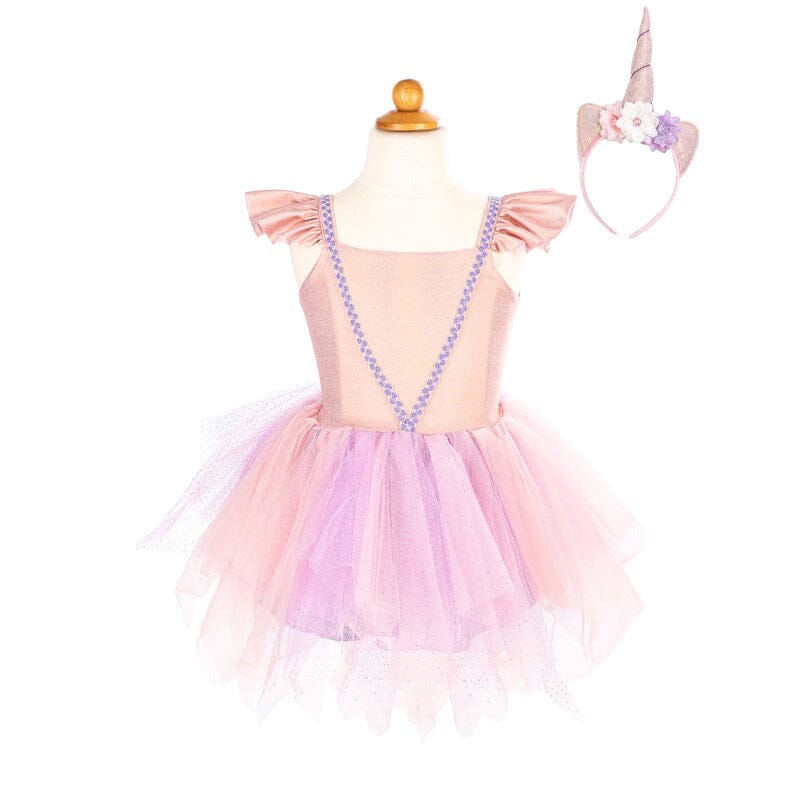 Great Pretenders Pink Shimmer Unicorn Dress & Headband-Aster & Ruby