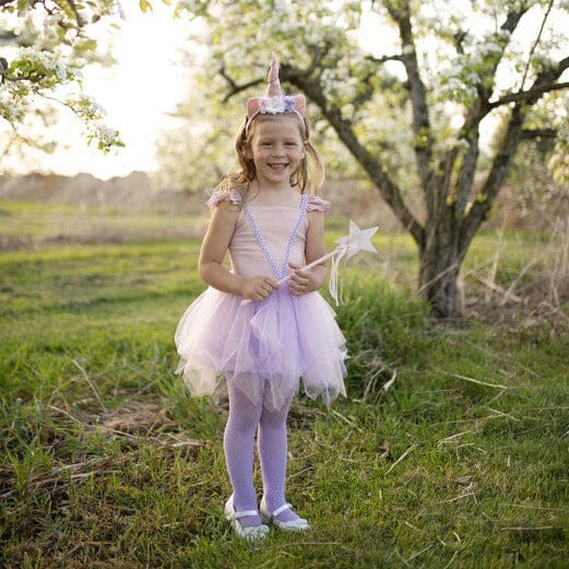 Great Pretenders Pink Shimmer Unicorn Dress & Headband-Aster & Ruby