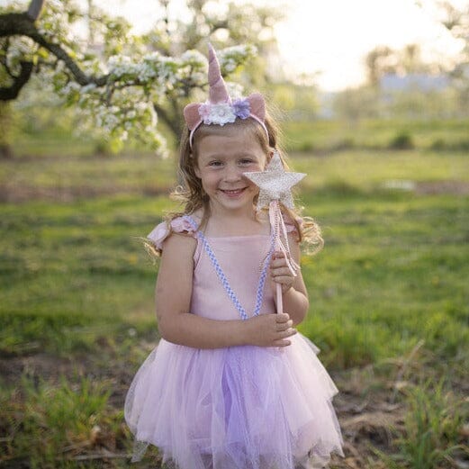 Great Pretenders Pink Shimmer Unicorn Dress & Headband-Aster & Ruby