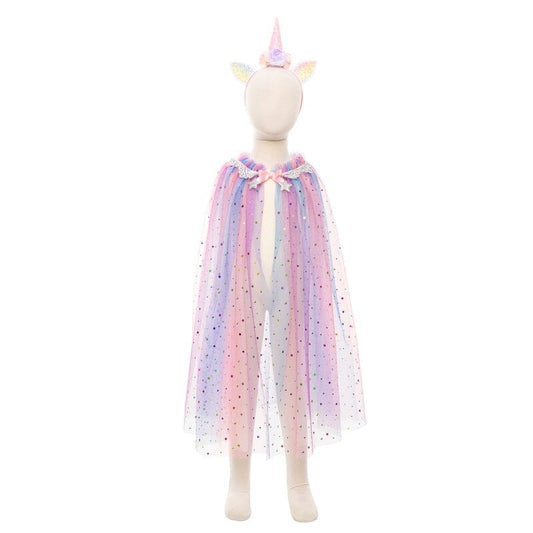 Great Pretenders Rainbow Unicorn Cape & Headband-Aster & Ruby