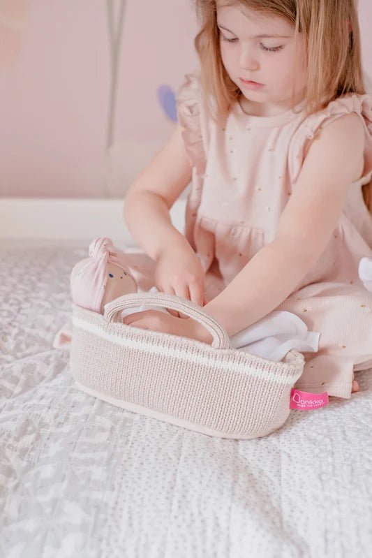 Green Outfit Baby with Knitted Carry Cot - Aster & Ruby