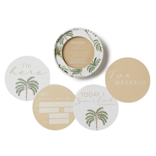 Green Palm & Sand Reversible Milestone Cards - Aster & Ruby