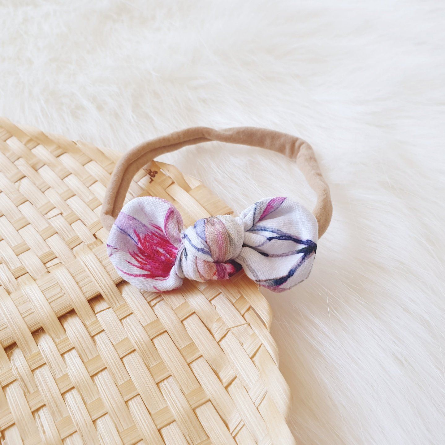 Gumnut Flower Mini Bow Headband-Aster & Ruby