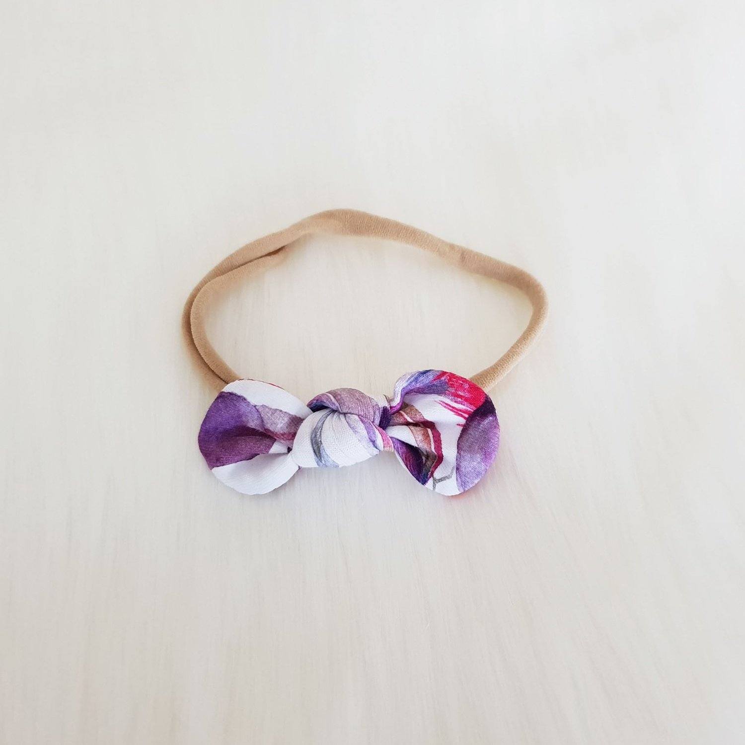 Gumnut Flower Mini Bow Headband-Aster & Ruby