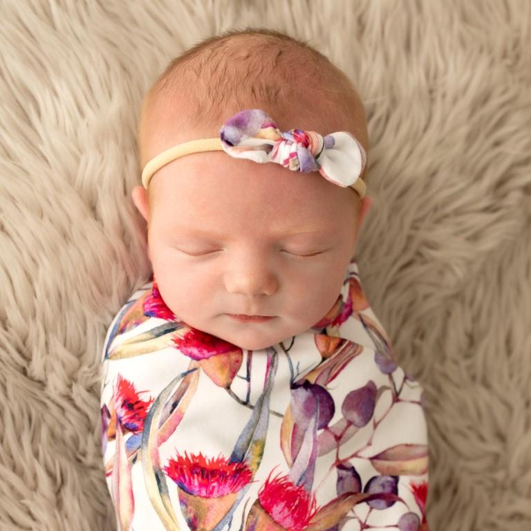 Gumnut Flower Mini Bow Headband-Aster & Ruby