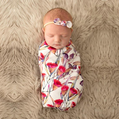 Gumnut Flower Swaddle Wrap-Aster & Ruby