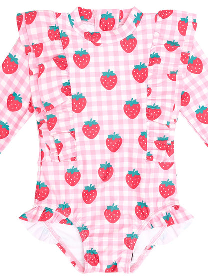 Strawberry Check Frill Swimsuit