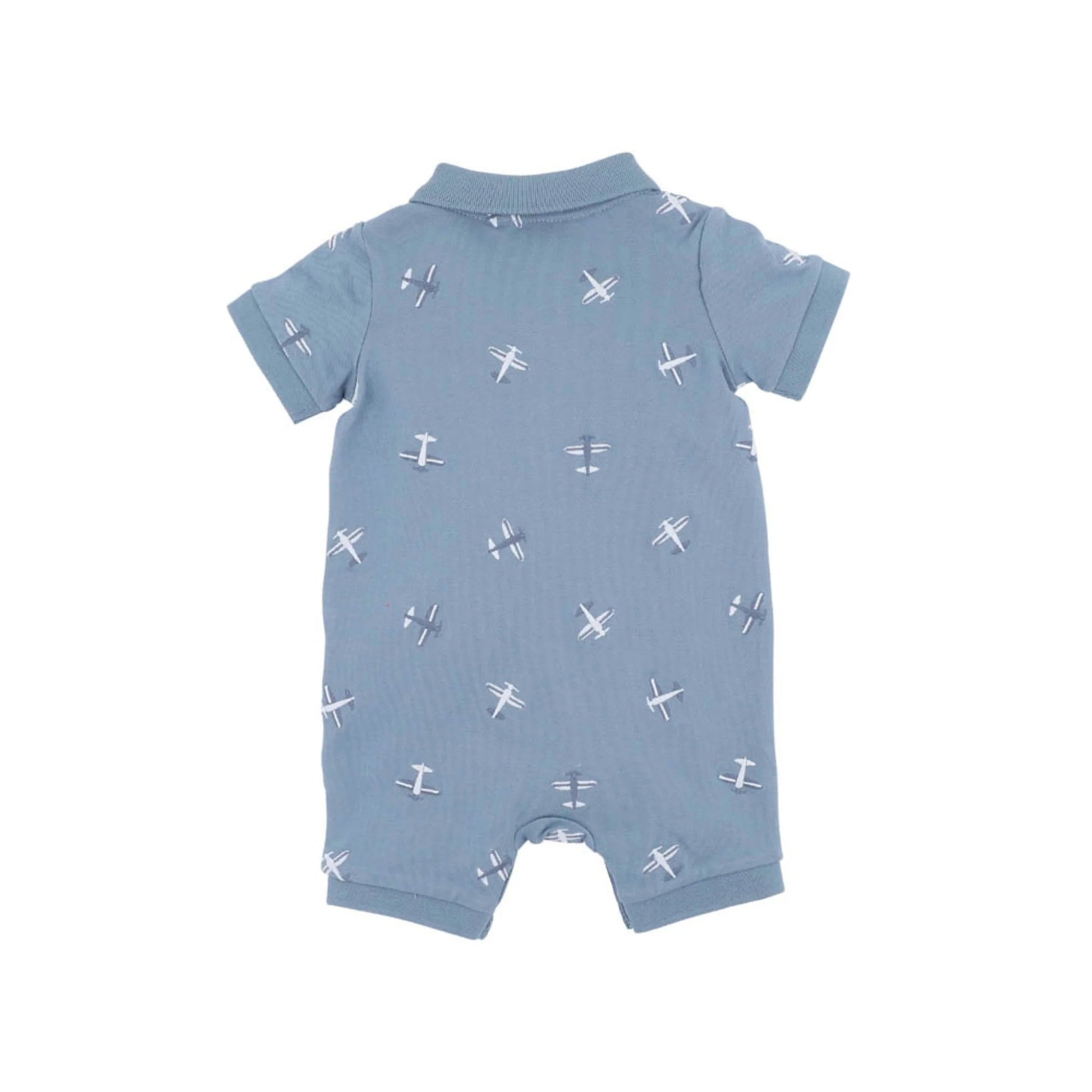 Harlan Embroidered SS Polo Romper - Aster & Ruby