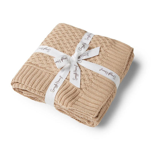 Hazelnut Diamond Knit Organic Baby Blanket - Aster & Ruby