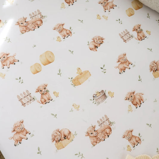 Highland Cows Organic Fitted Cot Sheet