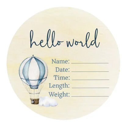 Hot Air Balloon Wooden Birth Disc - Aster & Ruby