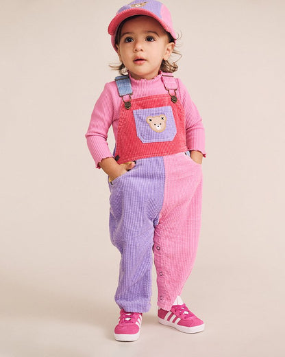 Colour Block Girl Cord Overalls